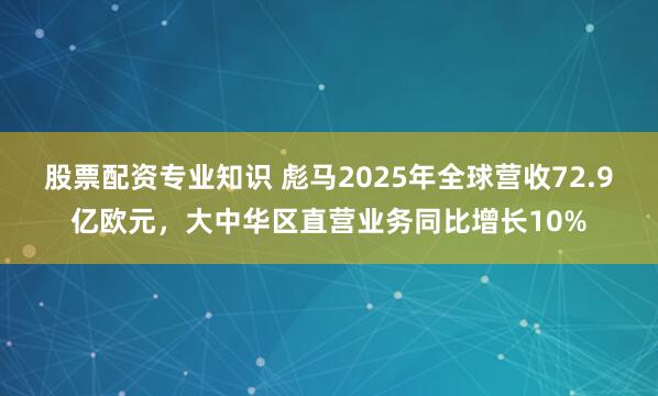 股票配资专业知识 彪马2025年全球营收72.9亿欧元，大中华区直营业务同比增长10%